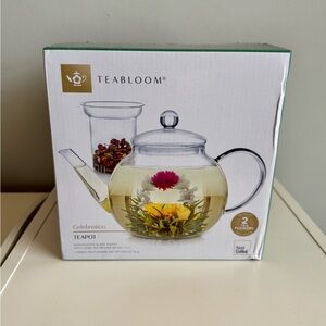 NEW TEABLOOM Timeless Moments Celebration Flowering Teapot Set 40oz W/ Tea Glass